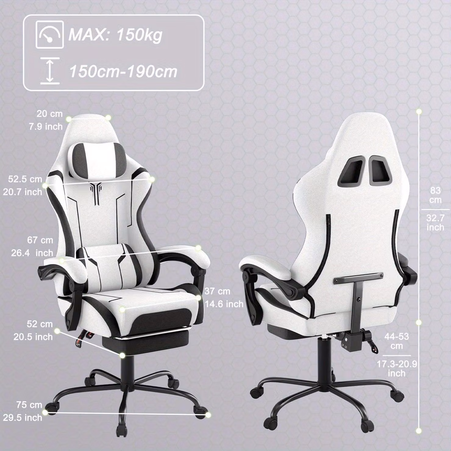 Sedia da gaming - Sedia per videogiochi - Sedia da scrivania - Sedia da ufficio - Sedia per computer - Ergonomica - Altezza regolabile