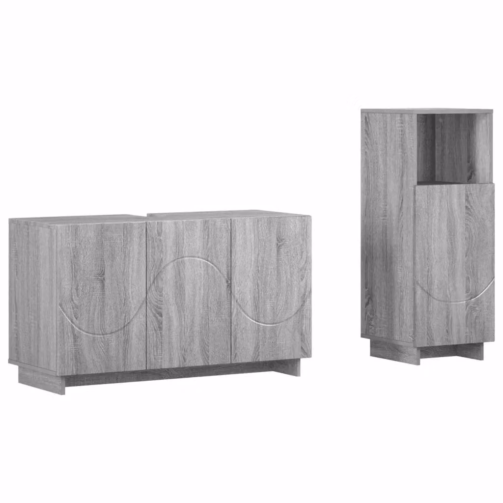 Set mobili da bagno moderno vidaXL composto da mobile lavabo e mobile contenitore in legno MDF grigio opaco L/P/H: 101 x 41 x 58 cm – 2