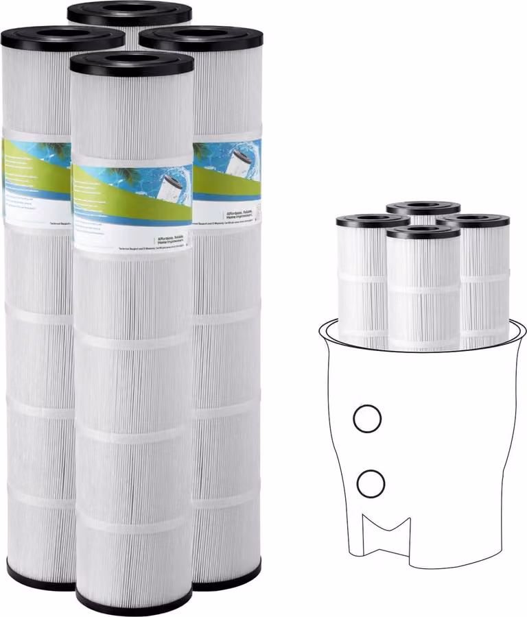 Cartuccia filtro per piscina, 4x 130 piedi quadrati, cartuccia filtro di ricambio per vasca idromassaggio, compatibile con Pentair CCP520, R173578,  PCC130, sicura per bambini e animali domestici, pieghettata trilobale,  facile da pulire