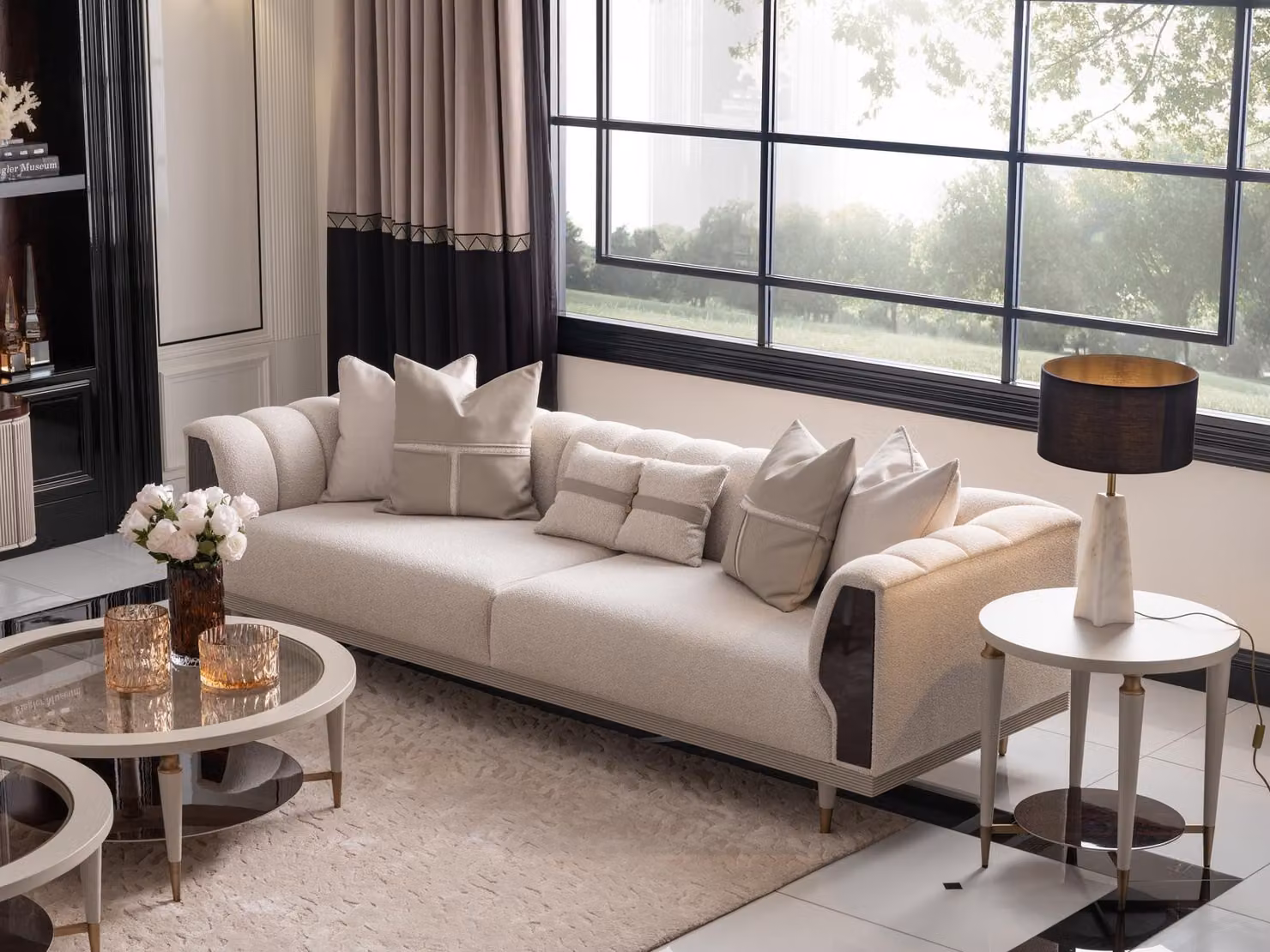 Dreisitzer Sofa 3 Sitzer Couchtische Beige Stoffsofa Set 3tlg Garnitur