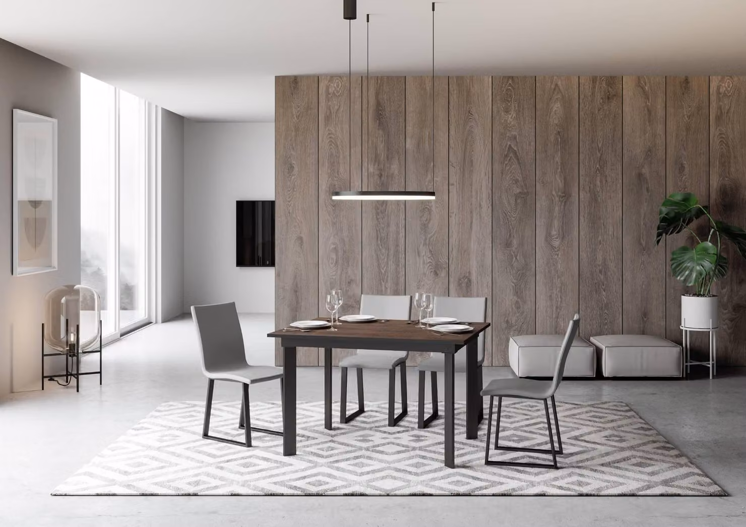 ITAMOBY - Tavolo allungabile 120/180x90 cm Cumar noce telaio e gambe antracite