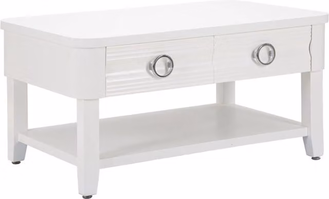 Tavolino da caffè Shine Vikasa Home bianco e argento con cassetto in legno e metallo L/P/H: 60 x 47 x 20,5 cm