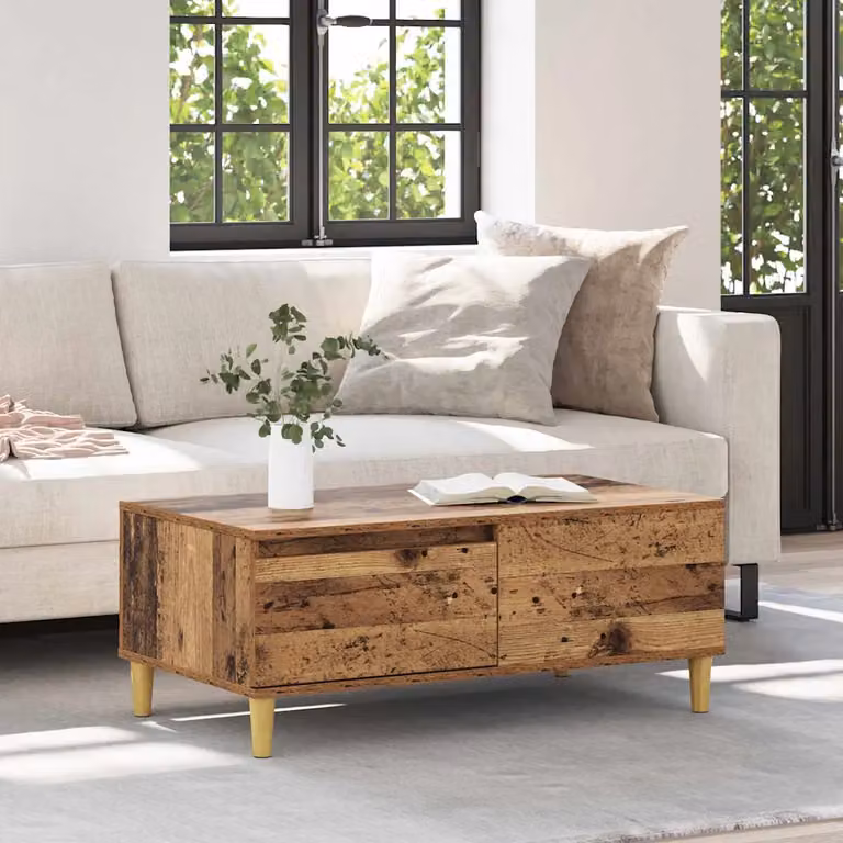 vidaXL Tavolino da salotto rettangolare in legno marrone L: 90 cm, P: 50 cm, H: 35 cm