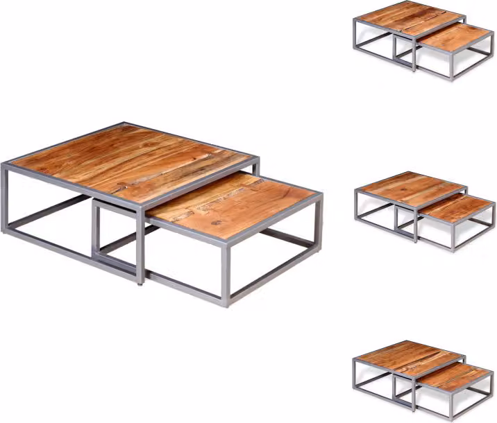 vidaXL Set di due tavolini da caffè in legno massiccio di acacia - Tavolini da caffè