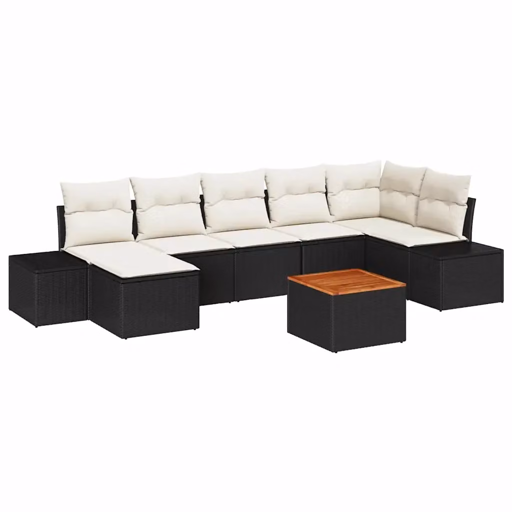 Set Divano da Giardino vidaXL 8 pz Moderno con Cuscini Nero e Bianco – 2
