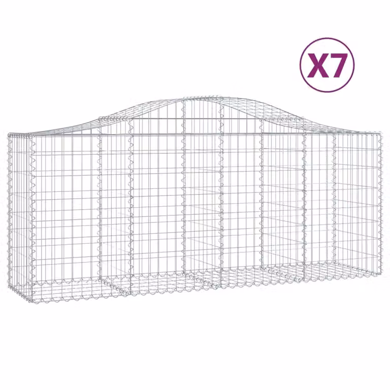 Cesti Gabbioni ad Arco 7 pz 200x50x80/100 cm Ferro Zincato