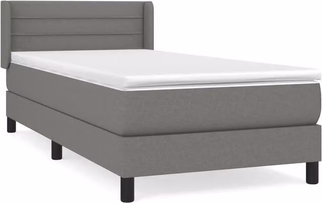 Letto singolo | Letto per adulti | Giroletto a Molle con Materasso Grigio Scuro 100x200 cm Tessuto