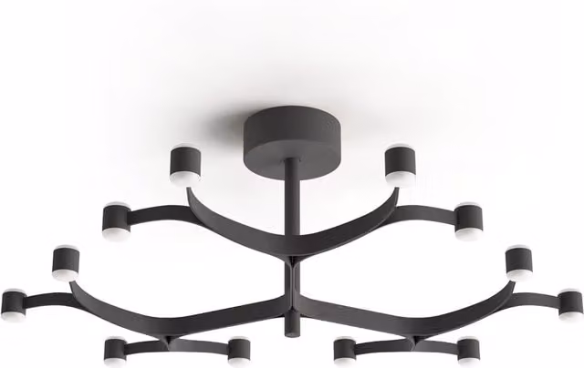 Plafoniera Stilnovo Fronda nera con tecnologia LED dimmabile e luce bianco caldo