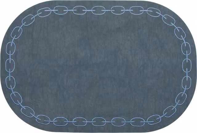 Base decorativa ecopelle blu con ricamo 30x45 cm