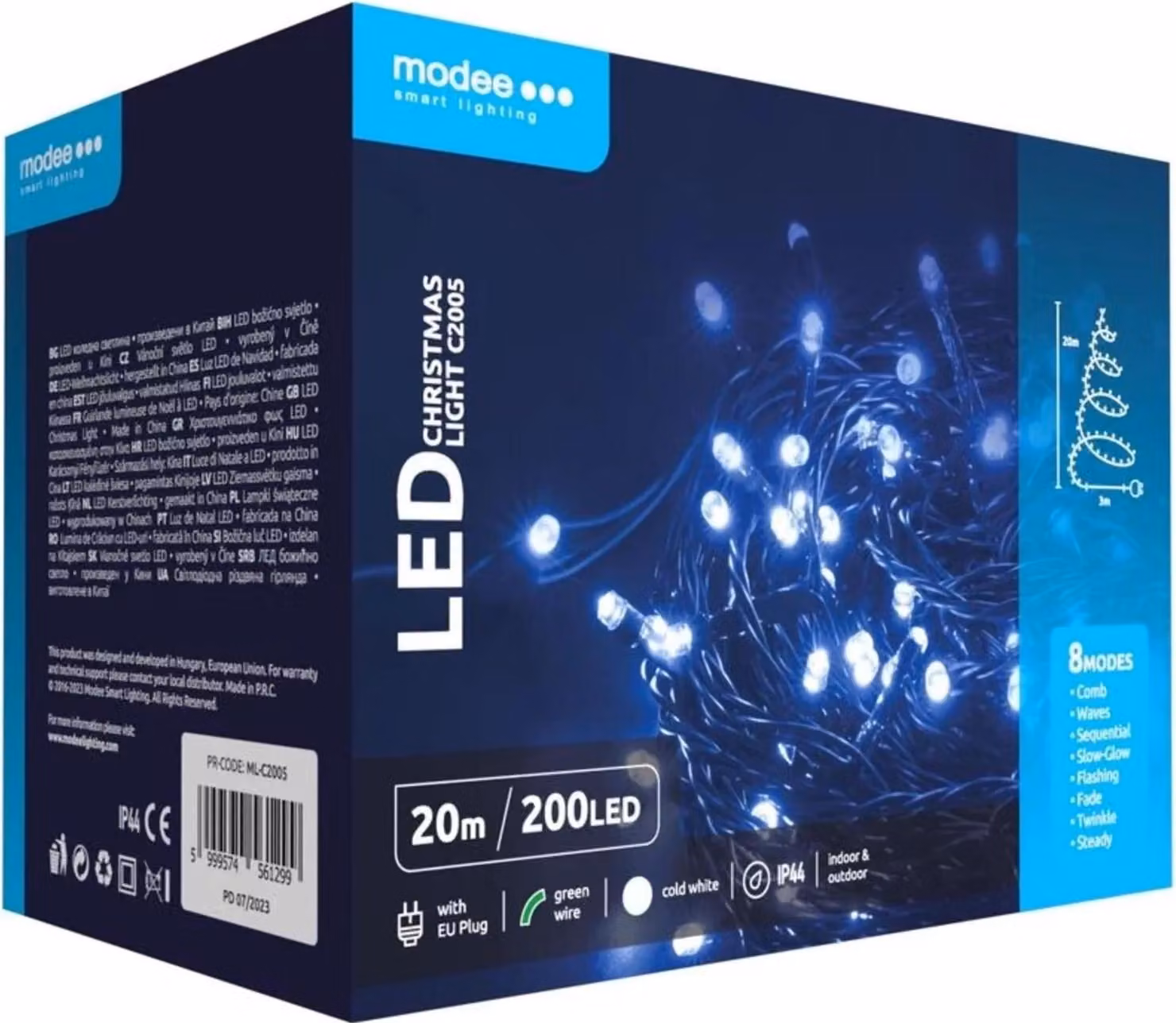Modee Lighting Catena natalizia a LED 200 LED 20m bianco freddo