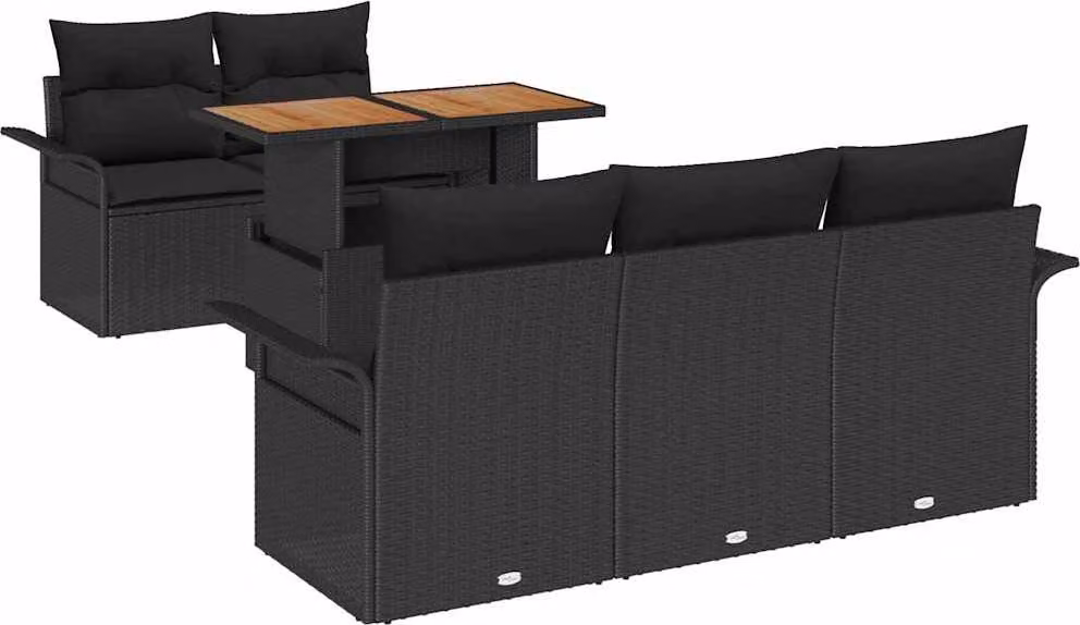 Set Divano da Giardino con archiviazione 6 pcs Nero Poly Rattan