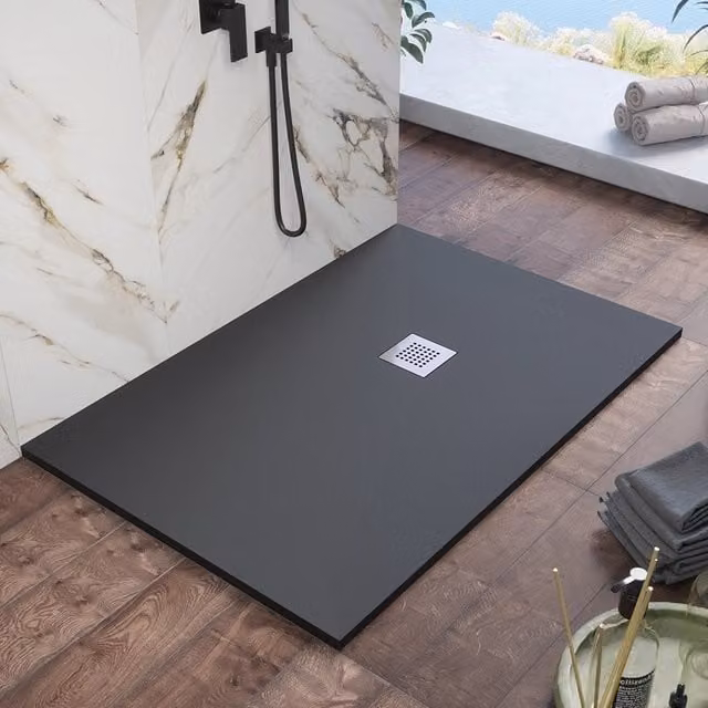 Piatto doccia 80x100cm in marmoresina nero effetto pietra | Kos