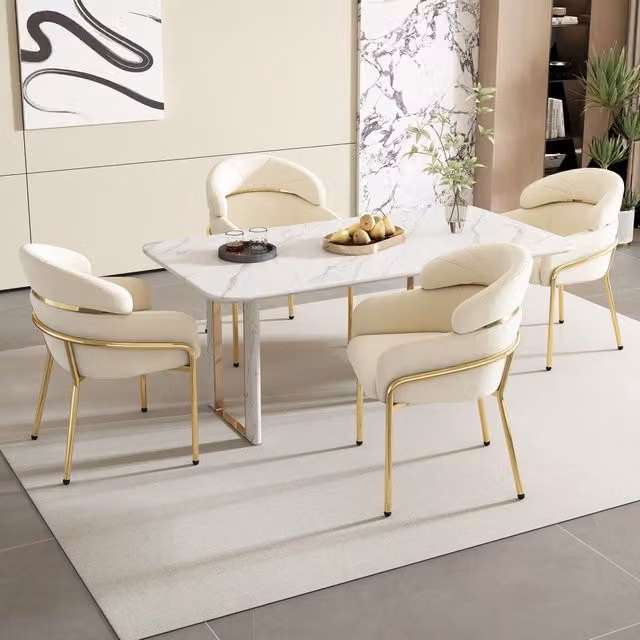 Sedie da Pranzo Set 4 Pezzi in Velluto con Gambe in Metallo ¨C Xylo ¨C Beige