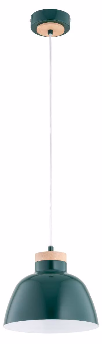 Lampada a sospensione LORIEN verde - legno chiaro 1xE27x15W metallo dim.: 90x23x23 cm IP20 Alfa