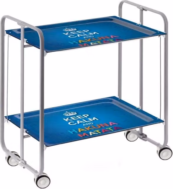 Carrello da cucina pieghevole Don Hierro moderno con 2 ripiani in metallo e plastica, disponibile in grigio o blu, L/P/H: 72 x 43 x 66 cm