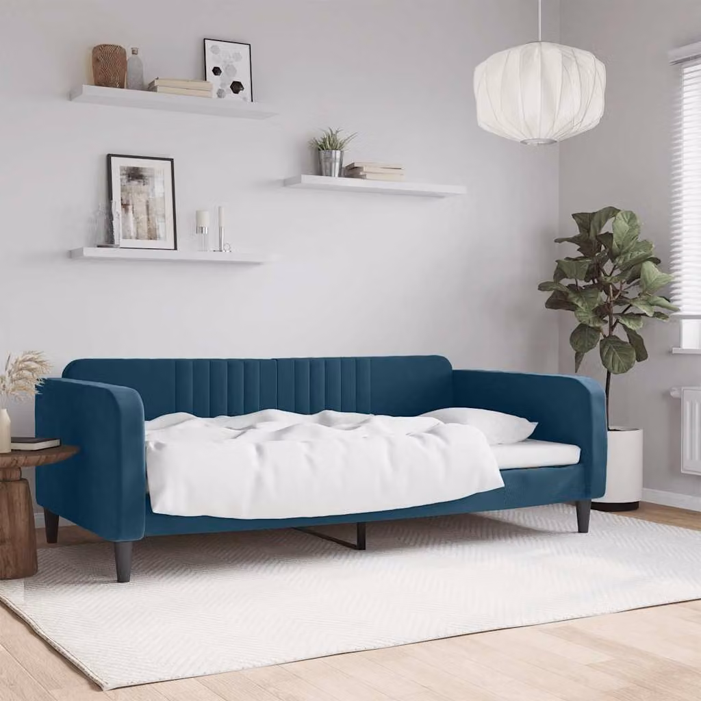 Letto da giorno vidaXL in velluto blu, L/P/H: 200 x 100 x 75 cm