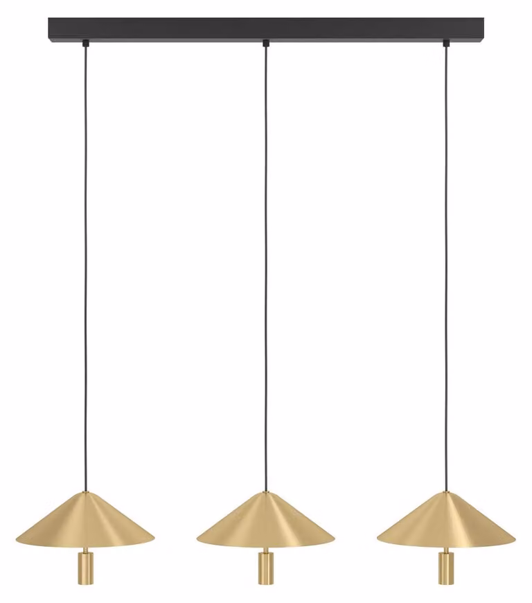 Lampada a sospensione a 3 luci, modello Paraguay, finitura oro