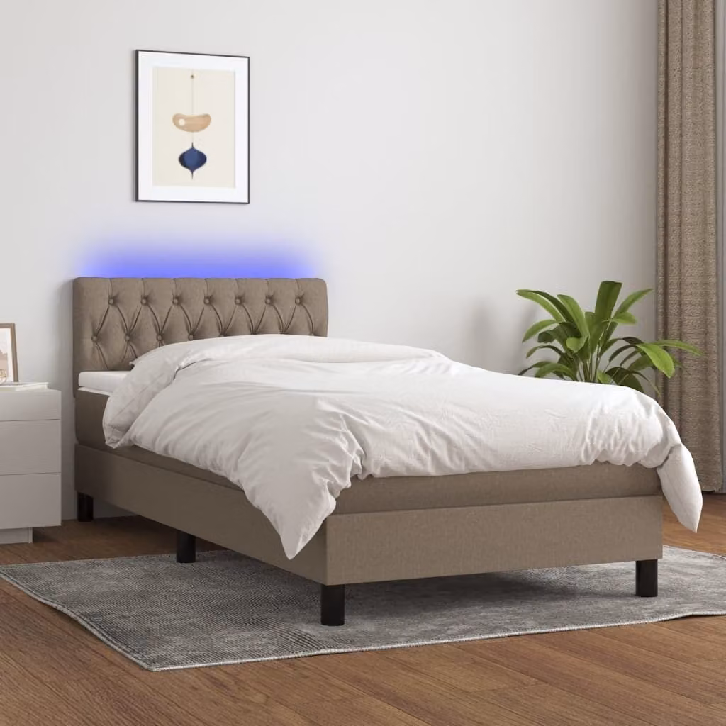 Maison Exclusive - Letto a Molle con Materasso e LED Tortora 90x190 cm in Tessuto