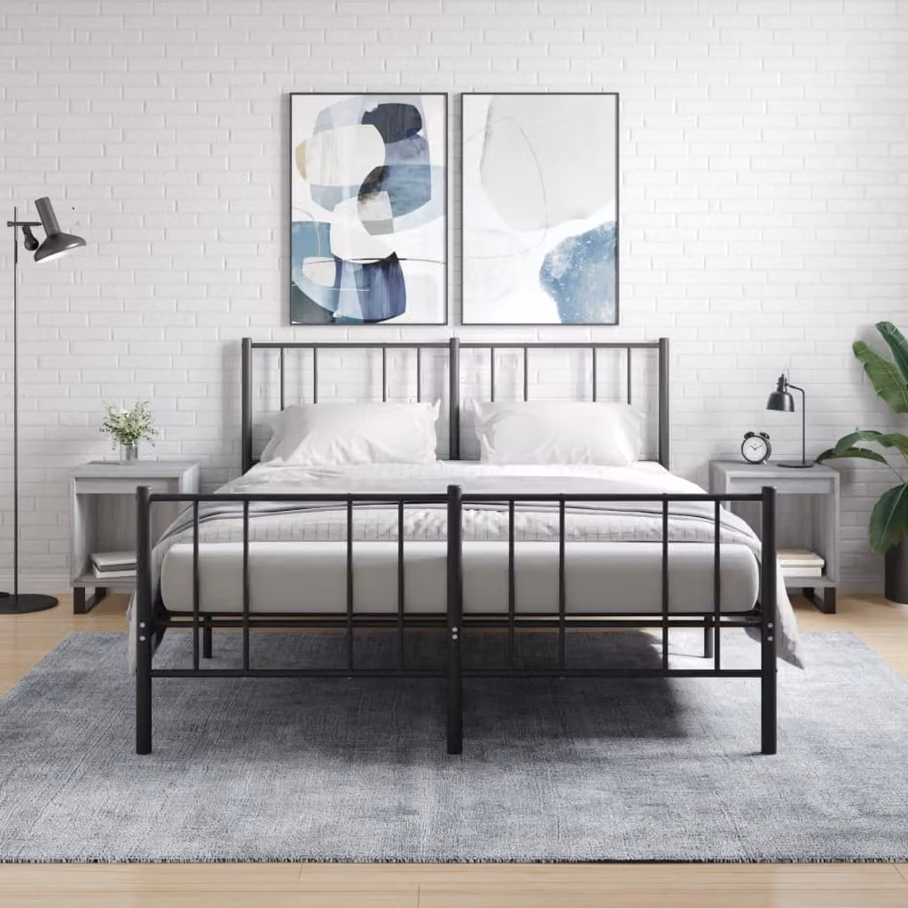 Set di 2 comodini moderni vidaXL in legno e metallo, colore grigio, da appendere alla parete per la camera da letto, L/P/H: 40 x 35 x 50 cm