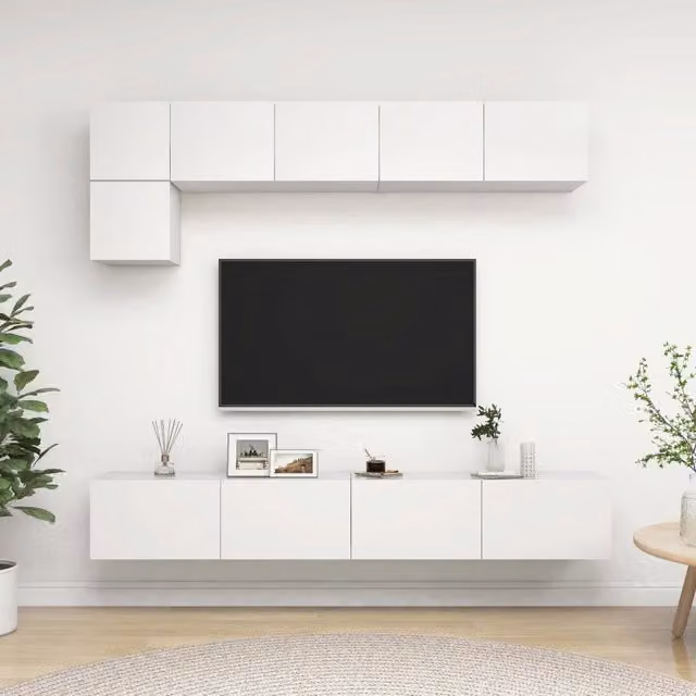Set Mobili Porta TV 5 pz Bianco in Legno Multistrato 3078694