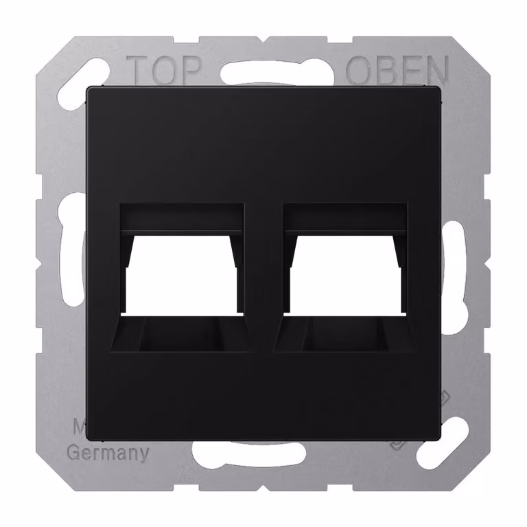 Coperchio Jung (a scatto) per prese jack modulari doppie, EMT, AMP, MTRJ, termoplastica verniciata, serie A, nero grafite opaco A1569-25WESWM