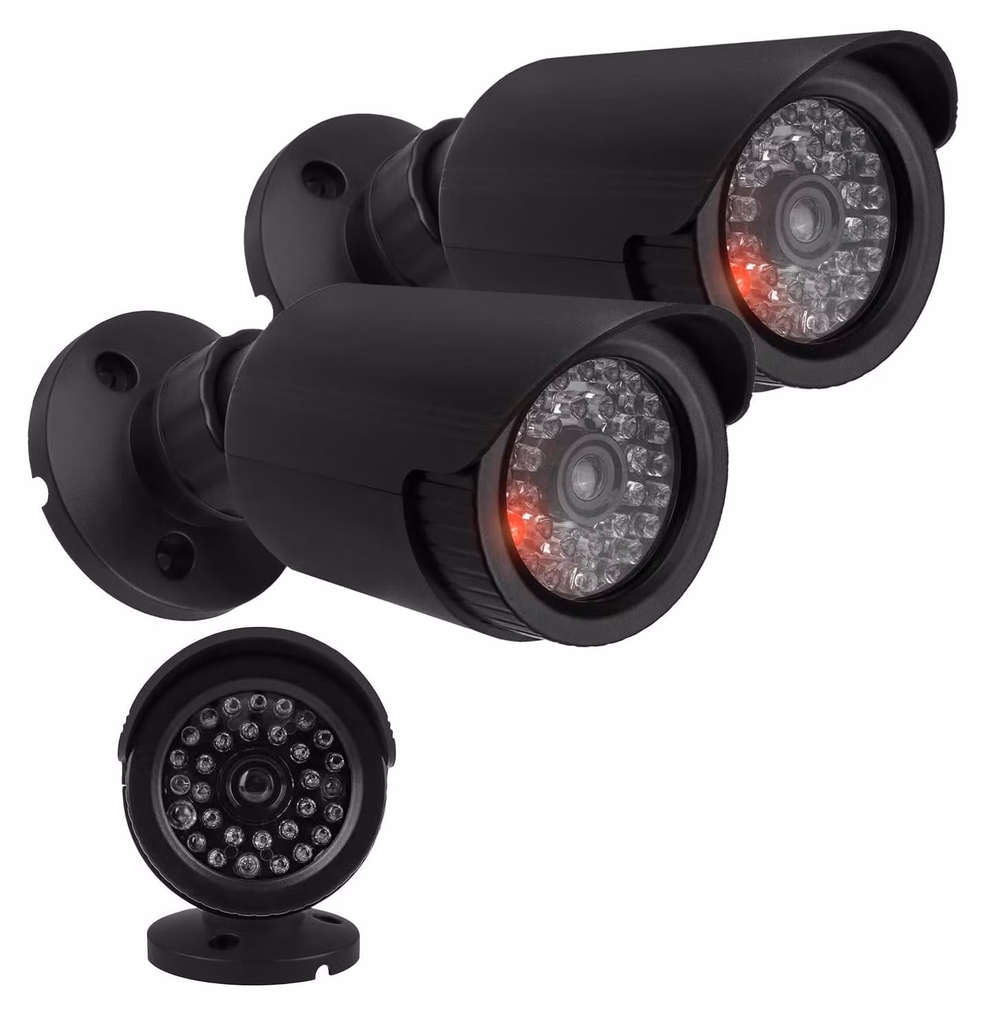 2 telecamere di sicurezza finte, realistiche, con LED lampeggianti, grado di protezione IP44