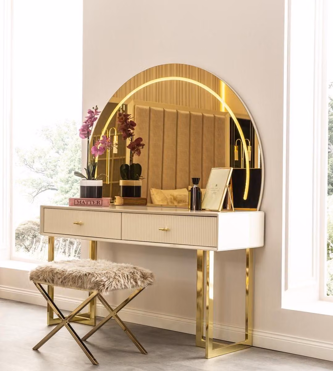 Goldener Holz Schminktisch Designer Schlafzimmer Möbel Kosmetiktisch