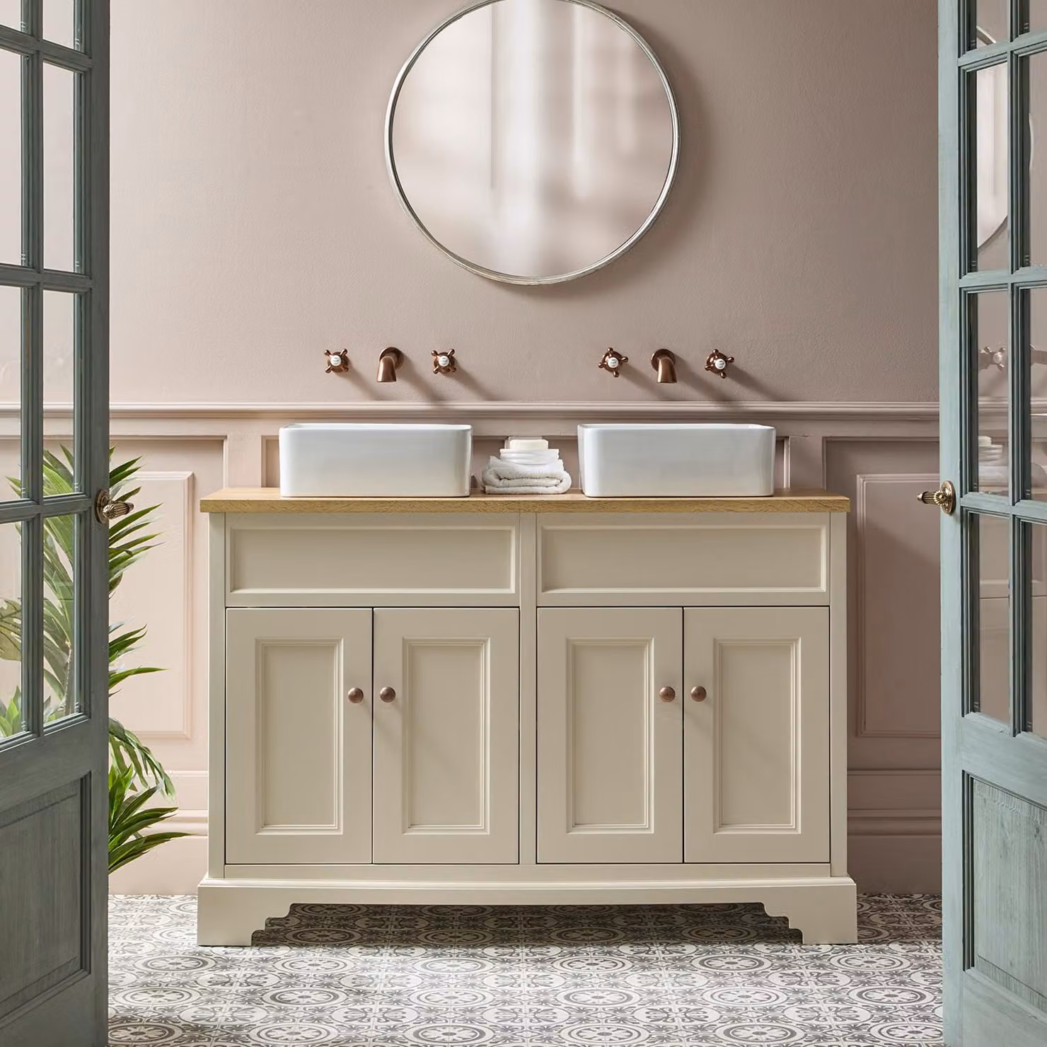 Mobile Bagno Grigio Nero da 1210mm con Maniglie Classiche Rotonde Cromate - Thornton