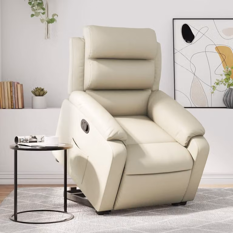 Poltrona Alzapersona Reclinabile vidaXL in Similpelle Beige con Assistenza Elettrica per Senior