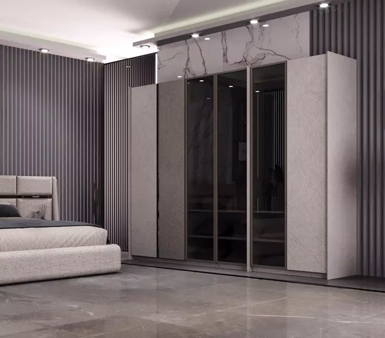 Elegante armadio con ante a specchio per interni moderni