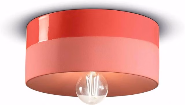Plafoniera Ferroluce Decò in Ceramica Rosso Corallo con 1 Luce E27