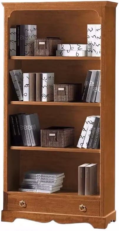 Libreria classica Mobili 2G con 4 ripiani e 1 cassetto, colore noce, L 94 cm x P 36 cm x H 189 cm