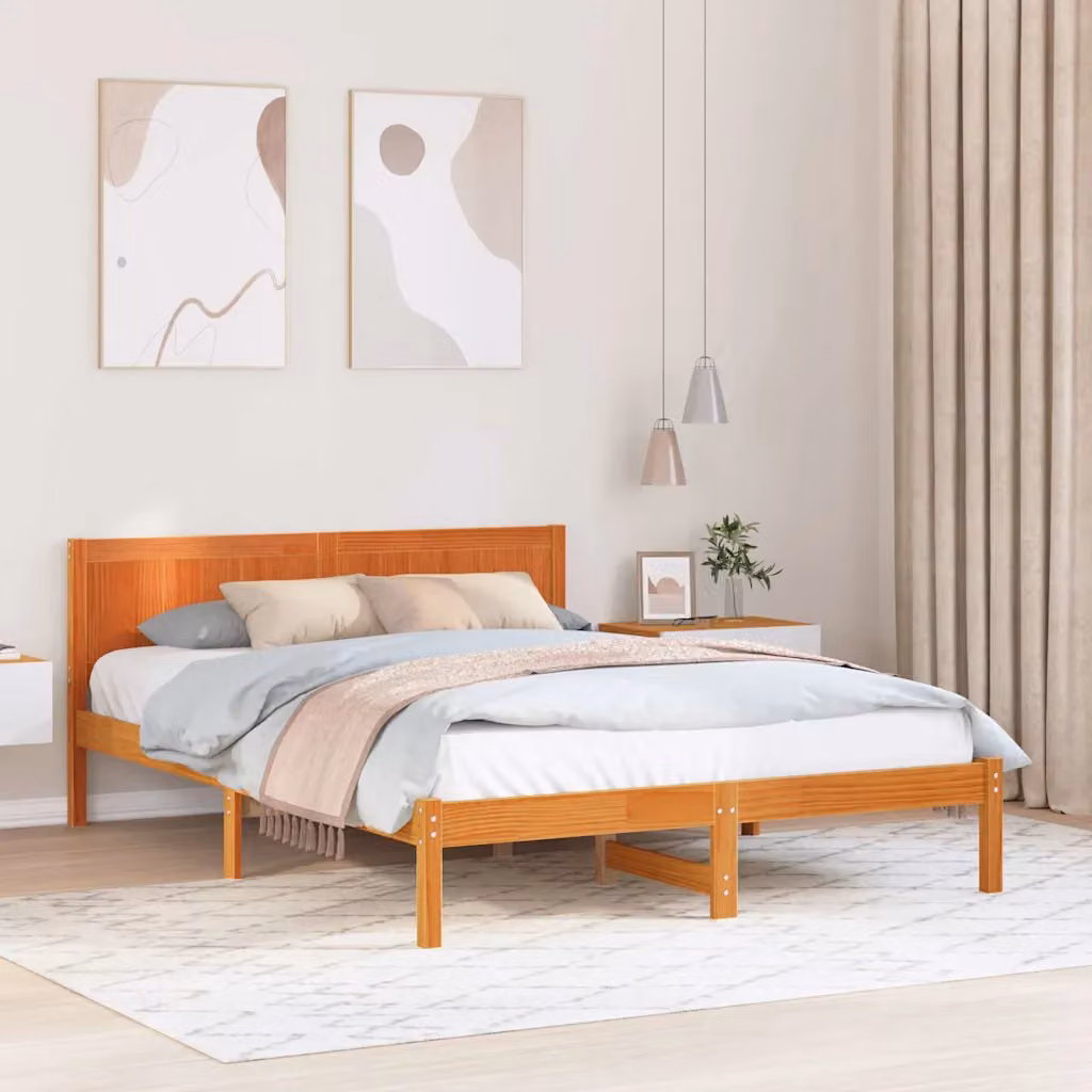 Struttura del letto vidaXL in legno massello di pino marrone L 160 x P 200 cm – 1