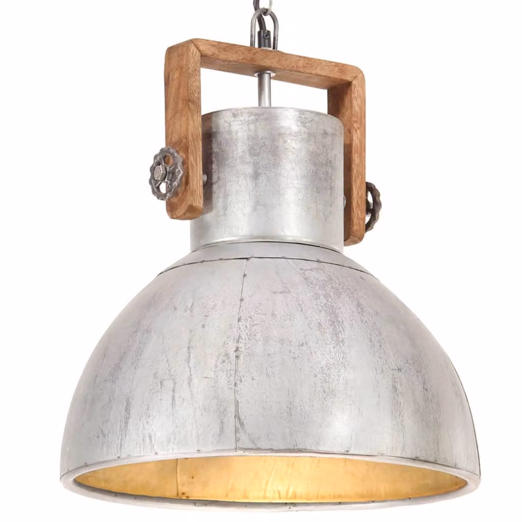vidaXL Lampada a sospensione stile industriale 25 W argento rotonda 40 cm E27