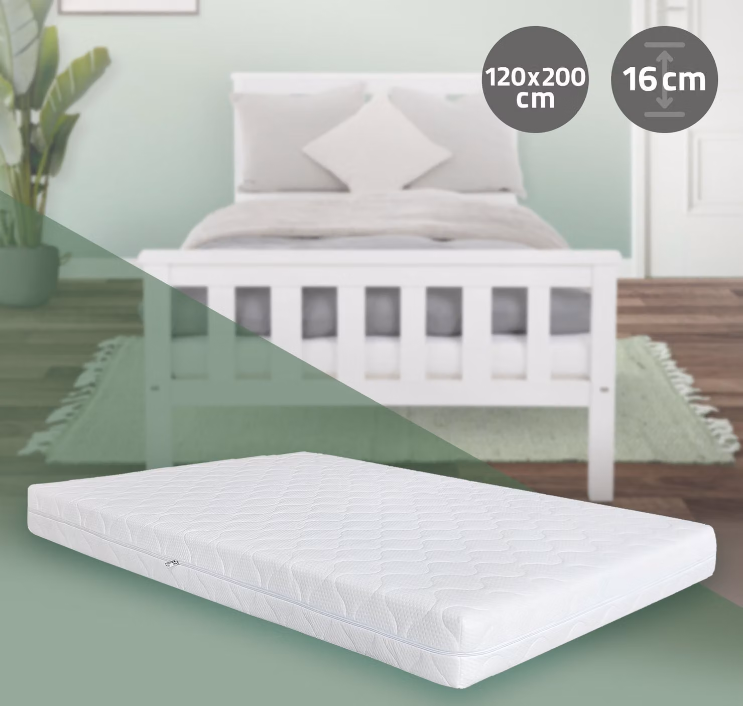 Materasso ortopedico a 7 zone di ML-Design, 120x200x16 cm, Oeko-Tex, grado di rigidità H4 extra firm, traspirante e antibatterico, sfoderabile e lavabile
