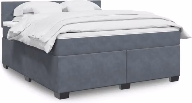 Letto Ibrido con Giroletto a Molle e Materasso vidaXL in Velluto Grigio e Bianco L/P: 180 x 200 cm