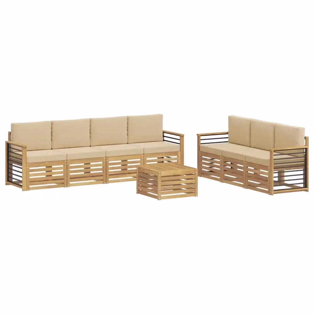 Set di divani da giardino vidaXL in legno di acacia con cuscini beige per 8 persone – 2