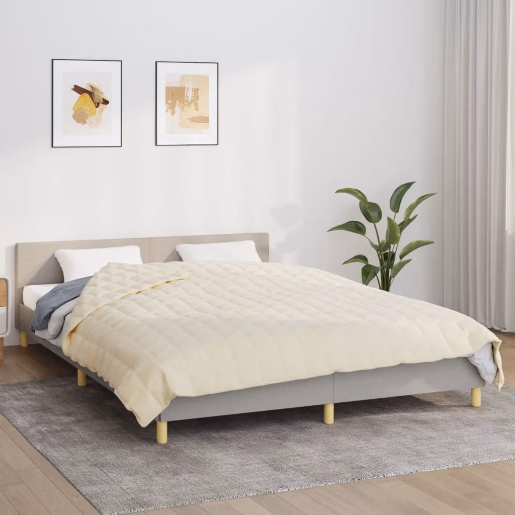 Coperta Ponderata vidaXL in Microfibra Beige, L 220 cm x P 230 cm, 15 kg, Traspirante e Anallergica