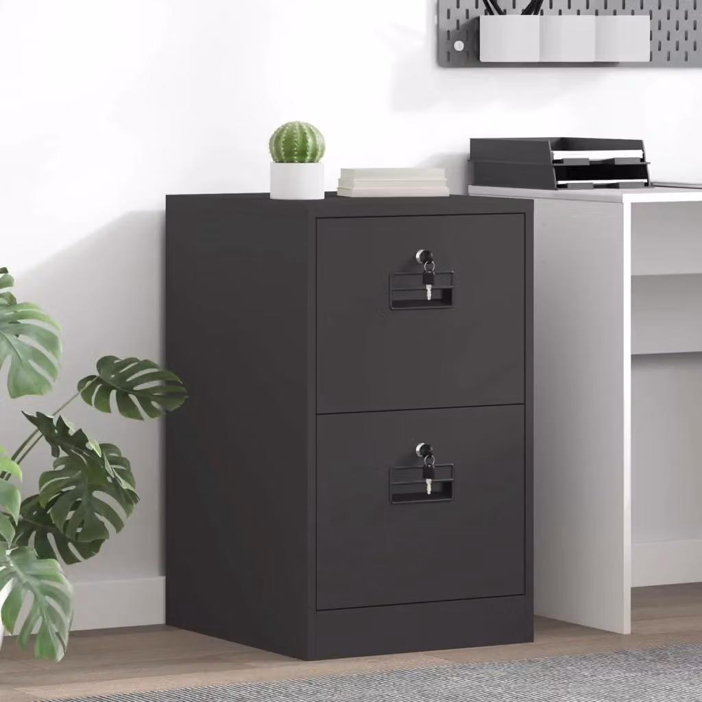 Armadio per file Geometrico con cassetto in metallo nero opaco L: 44 cm, P: 50 cm, H: 74,5 cm CFW7768936 – 2
