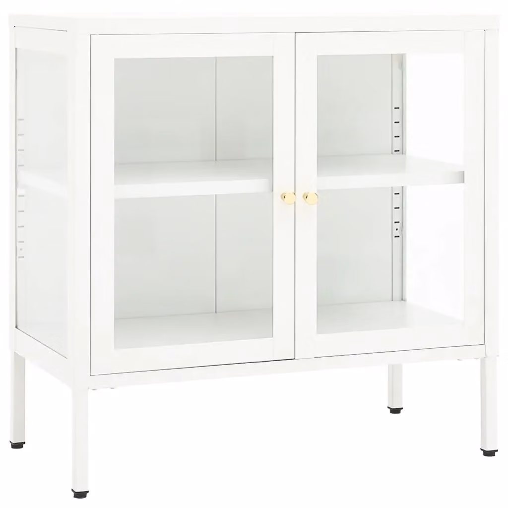 Credenza bianca classica vidaXL in metallo laccato e vetro L/P/H: 70 x 35 x 70 cm – 2