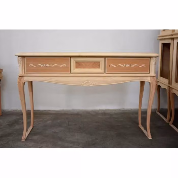 Consolle classica intarsiata con 3 cassetti in legno di Mobili 2G, L: 131 cm, P: 39 cm, H: 81 cm – 2