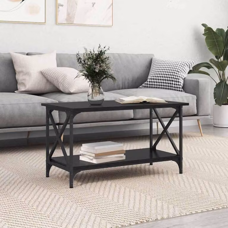 Maison Exclusive - Tavolino nero effetto rovere 80 x 45 x 45,5 cm Materiale ligneo
