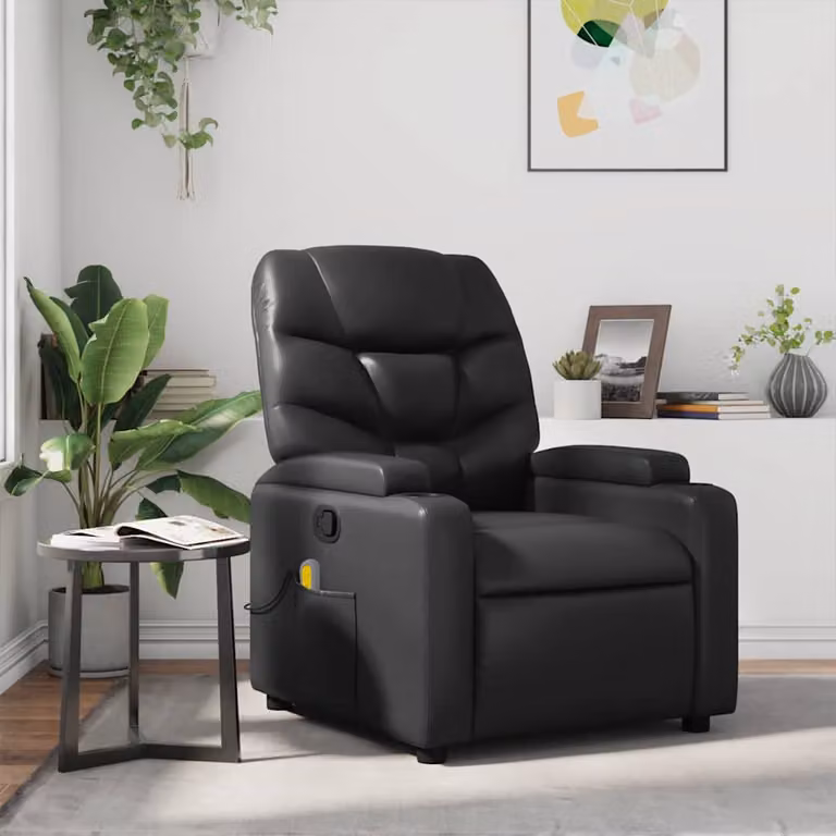 vidaXL Poltrona Relax Reclinabile Moderna in Similpelle Nera con Braccioli