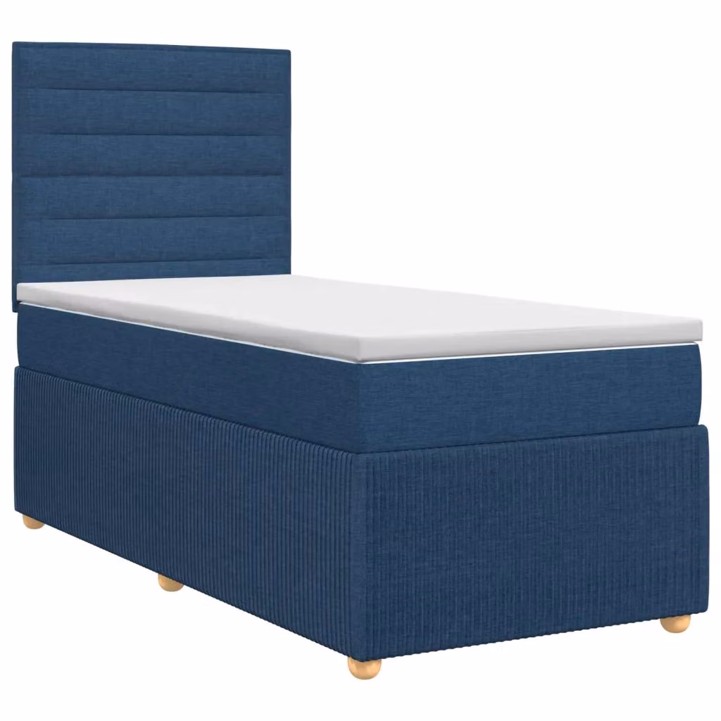 Letto box spring con materasso blu e bianco vidaXL in tessuto e legno L/P/H: 200 x 90 x 46 cm – 2