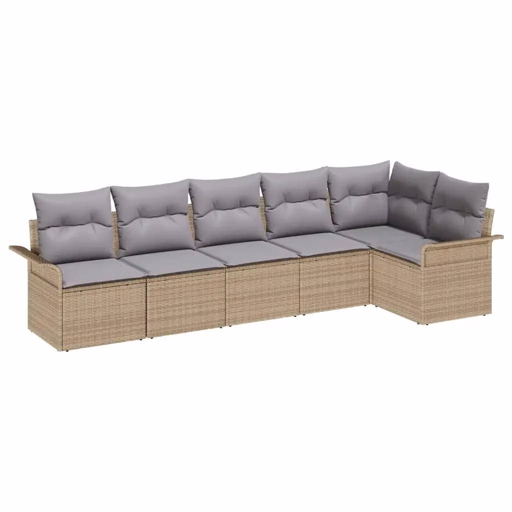 Set Divano da Giardino a L vidaXL 6 pz Beige con Cuscini e Struttura in Metallo Resistente ai Raggi UV – 2