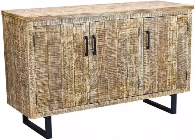 Mobile Benson GIORDANOSHOP in legno marrone e metallo nero stile industrial L: 135 cm, P: 45 cm, H: 83 cm