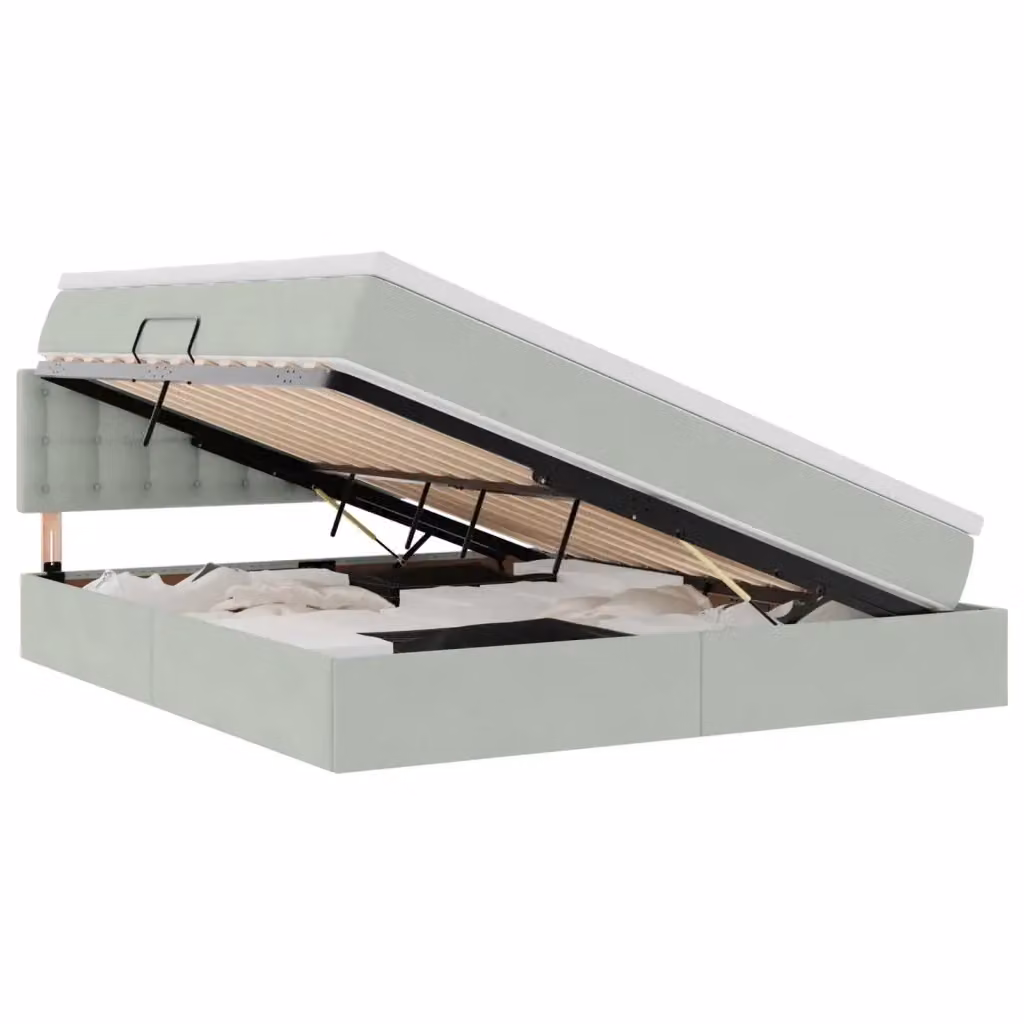 Letto con Contenitore vidaXL in Velluto Grigio e Bianco L 180 x P 200 x H 204 cm – 2