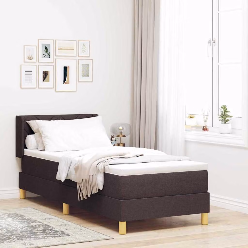 Maison Exclusive - Letto boxspring con testiera, marrone scuro, 200 x 80 cm, tessuto