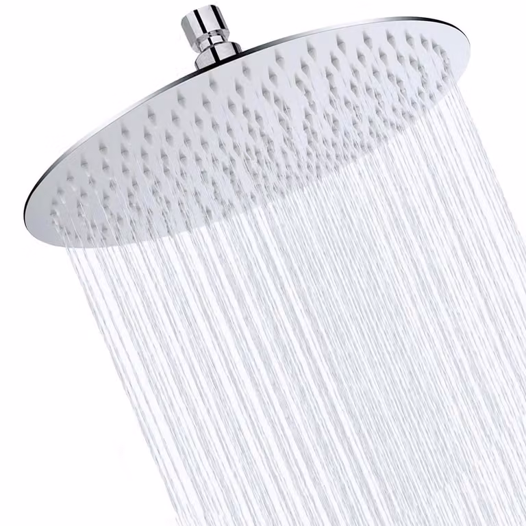 Doccia a pavimento, diametro 30 cm, acciaio inossidabile, autopulente, cromata, design moderno