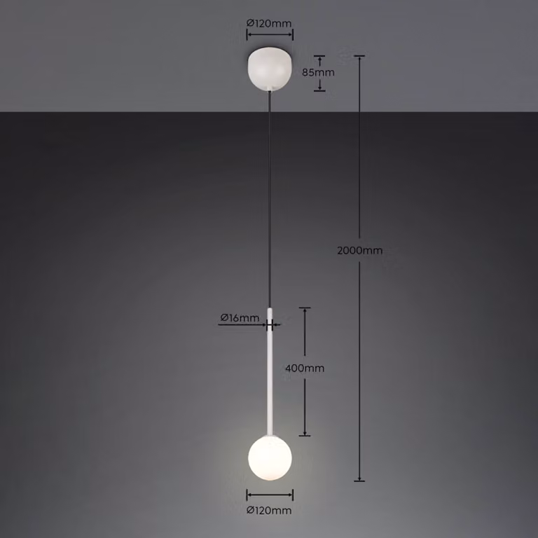 Trio Lighting Lampada a sospensione Firano, Alluminio / Grigio / Zincato, Soggiorno / Sala da pranzo, Metallo, Moderno, Lampada a sospensione